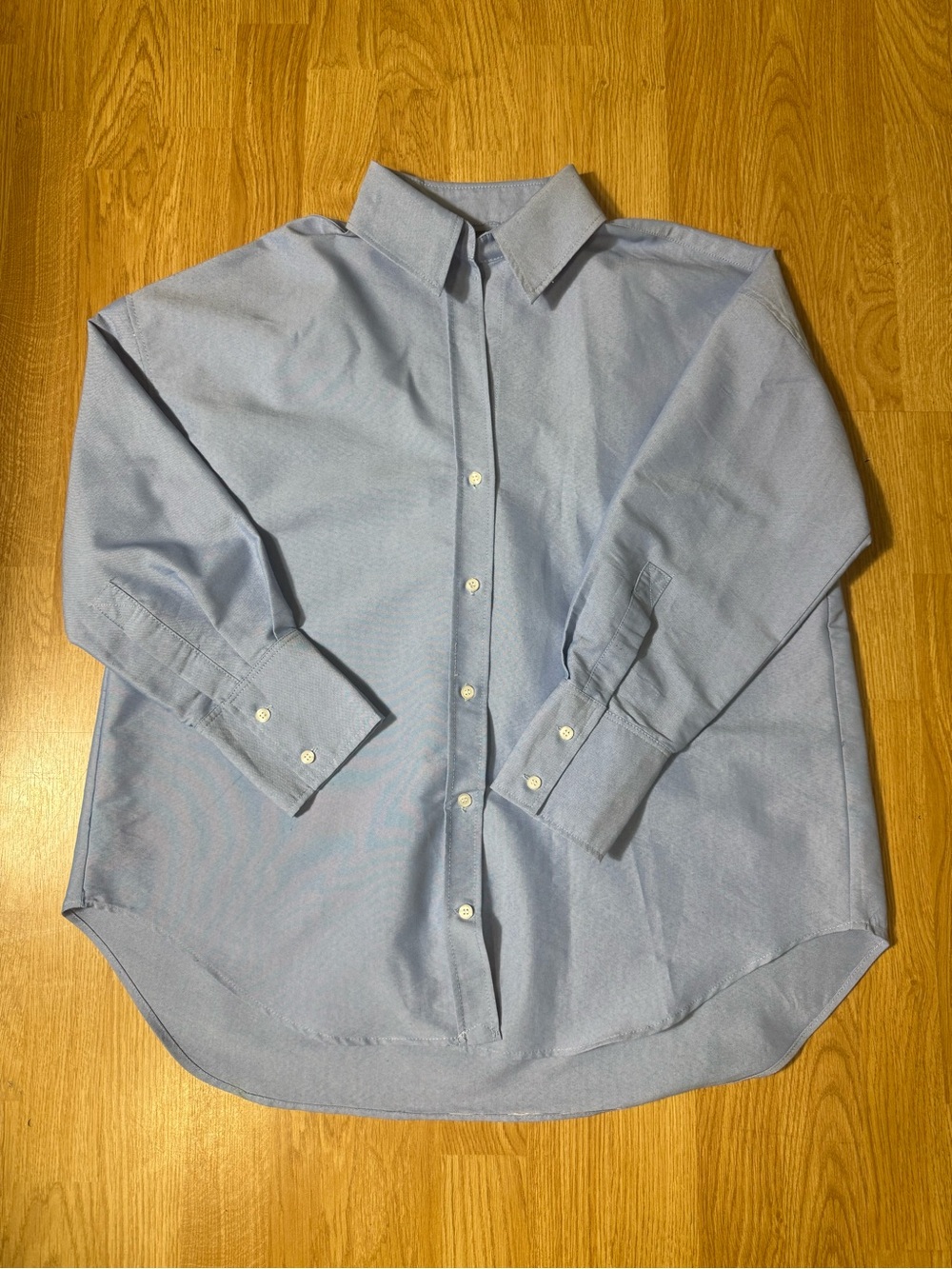 Zara Women Oversize Light Blue Long-Sleeve Button- Down Shirt - Size S